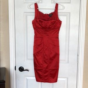 Burnt orange Bebe bodycon dress